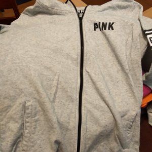 PINK BY VICTORIA SECRET GRAY HOODED SWEATJACKET